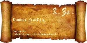 Komsa Zsófia névjegykártya